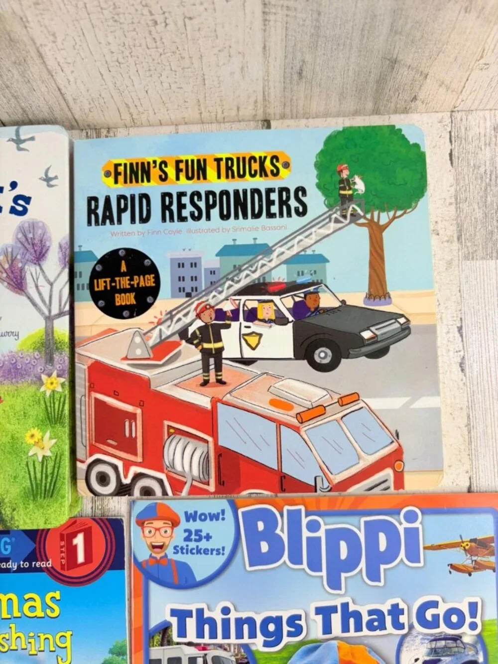 Lot of 7 Kids Books Trucks Thomas Train Paw Patrol Little Blue Truck Boys
